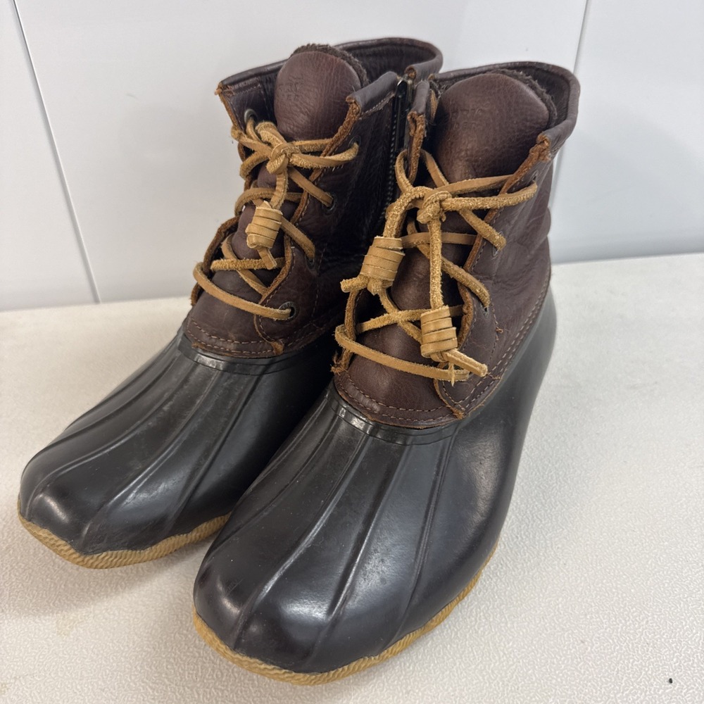 Sperry Topsider Women's Size 7 Shoes Saltwater Duck Boots Brown Leather